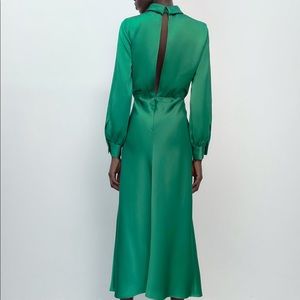 Zara Emerald Green Long Sleeve Midi Dress